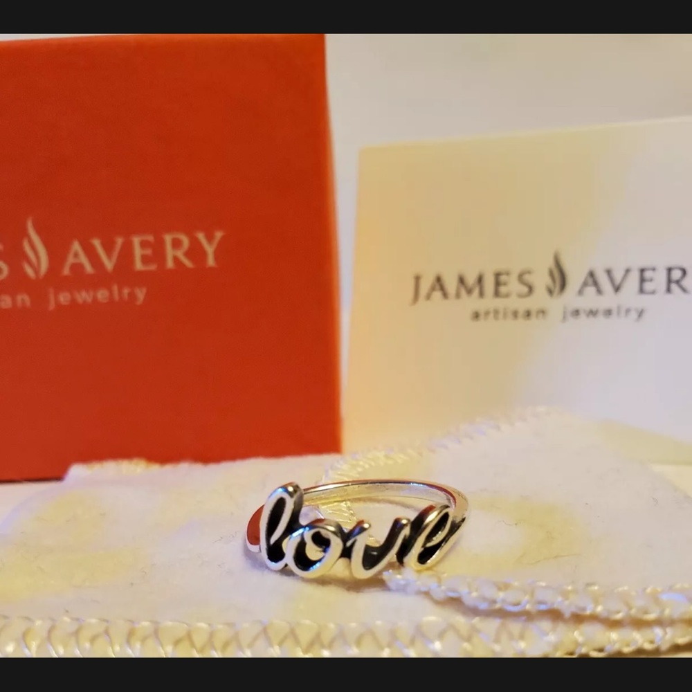 James Avery love script ring size 6